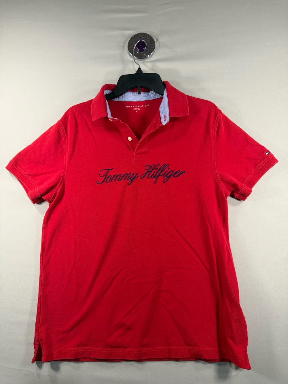 Tommy Hilfiger Red Crewneck Tee with Contrast Trim